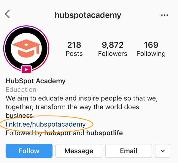 hubspot academy instagram conversions linktree link in bio-2